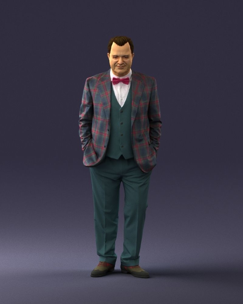 Man in a green suit and checked jacket 0289 3D Print Ready 3D print model_36