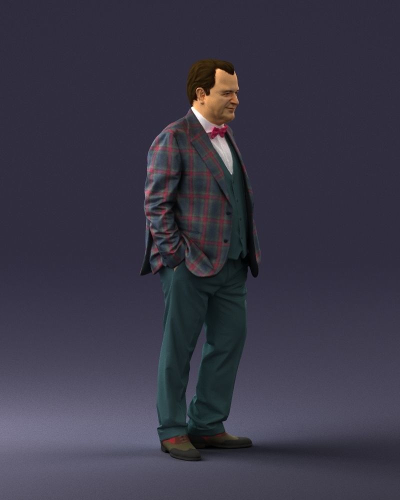 Man in a green suit and checked jacket 0289 3D Print Ready 3D print model_9