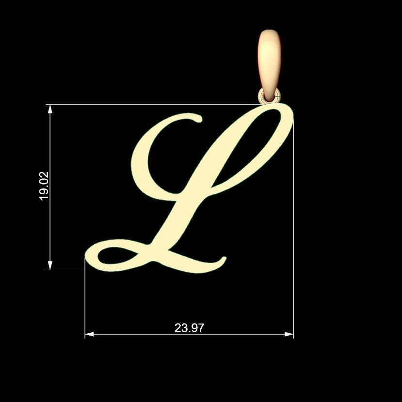 Initial Letters Pendant Birds of Paradise L 3D print model_4