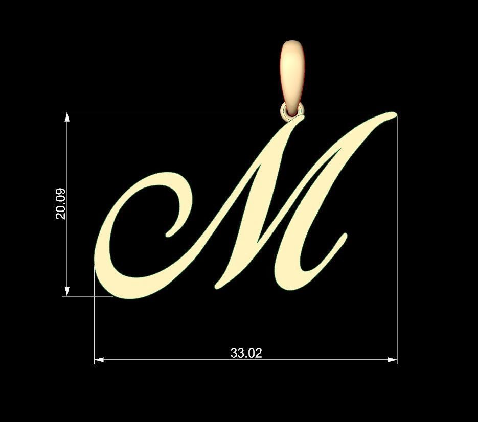 Initial Letters Pendant Birds of Paradise M 3D print model_4