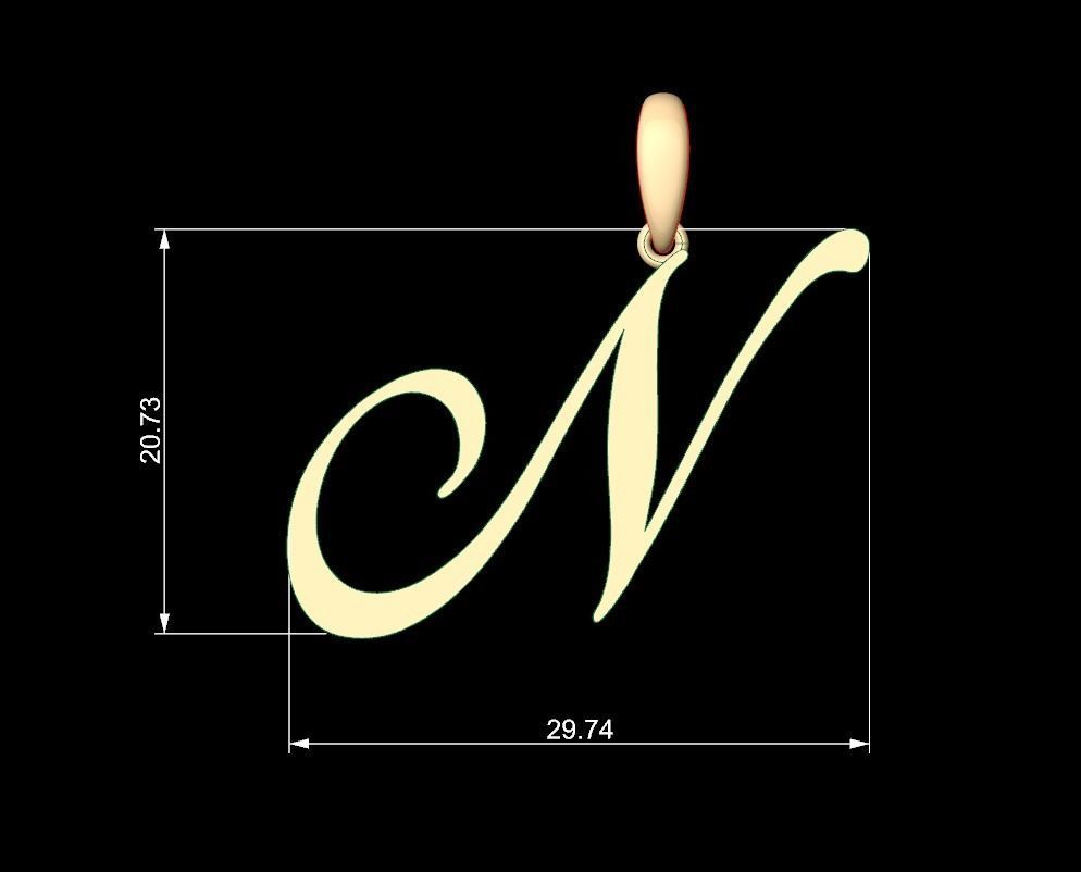 Initial Letters Pendant Birds of Paradise N 3D print model_4