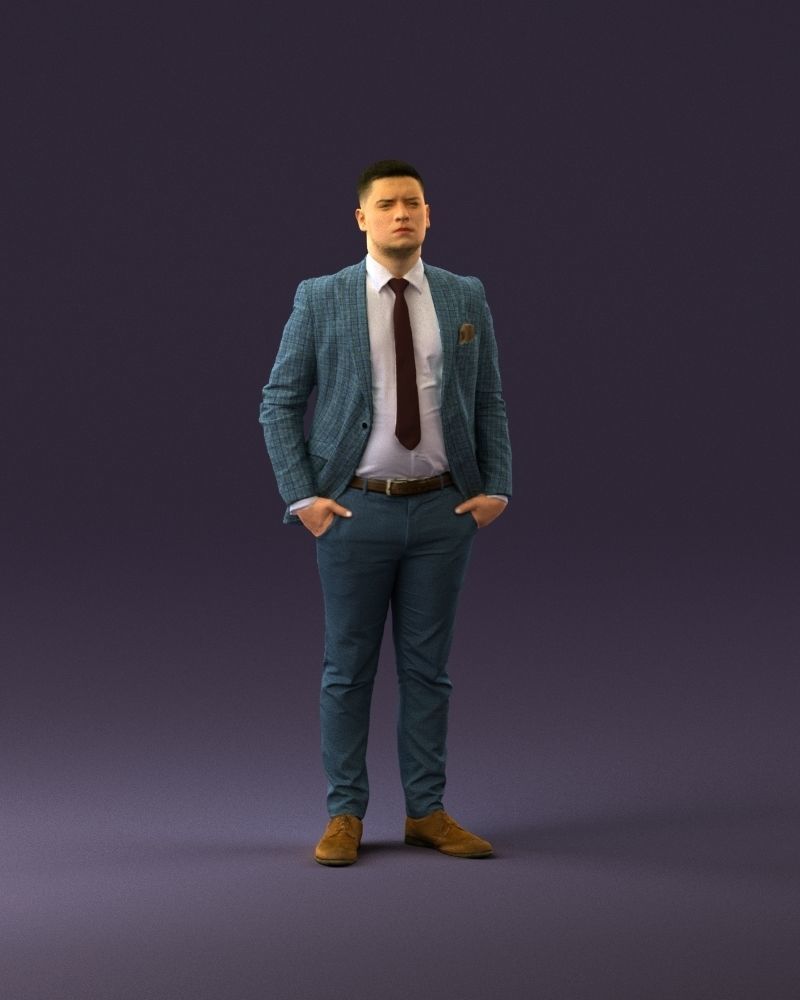 confused man in blue suit 1068 3D model_1