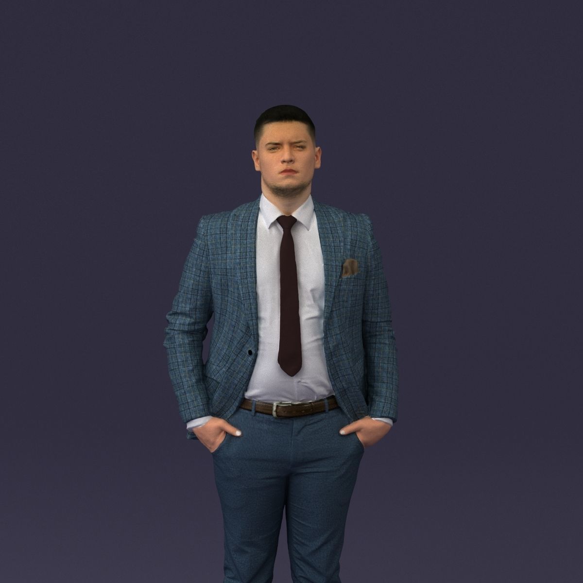 confused man in blue suit 1068 3D model_37
