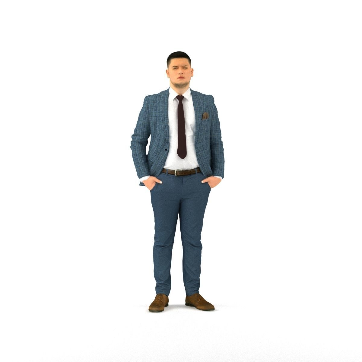 confused man in blue suit 1068 3D model_36