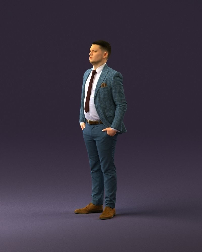 confused man in blue suit 1068 3D model_9