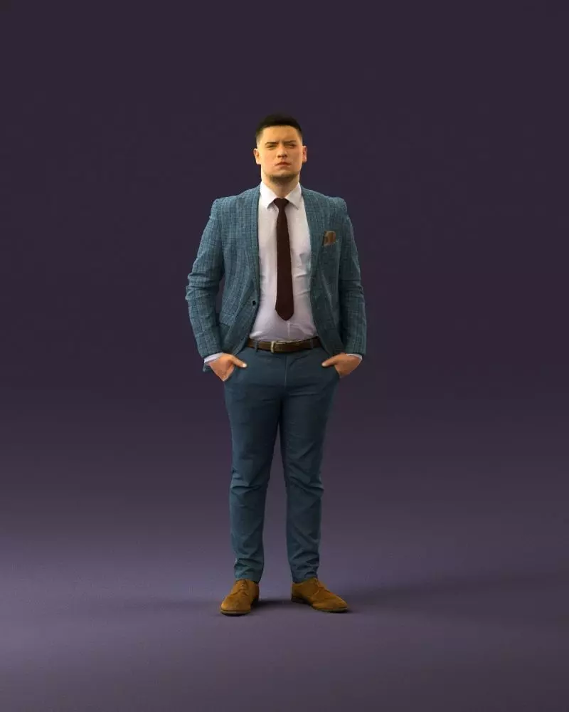 confused man in blue suit 1068 3D model_0