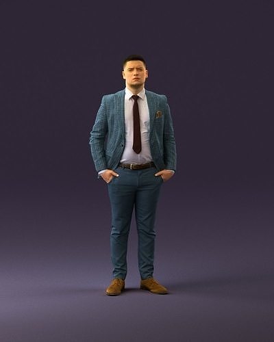 confused man in blue suit 1068 3D model