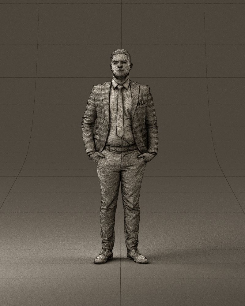 confused man in blue suit 1068 3D model_35