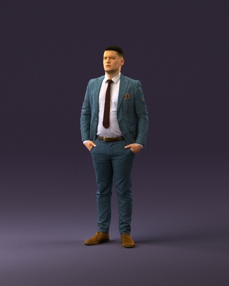 confused man in blue suit 1068 3D model_10