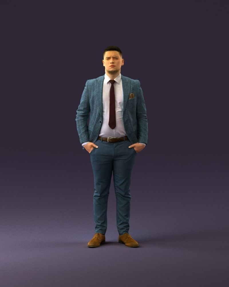 confused man in blue suit 1068 3D model_11