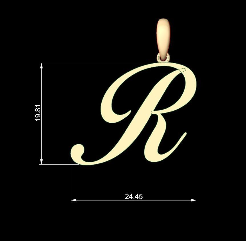 Initial Letters Pendant Birds of Paradise R 3D print model_4