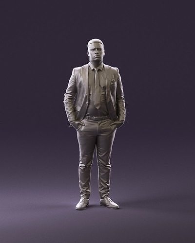 confused man in blue suit 1068 3D Print Ready 3D print model
