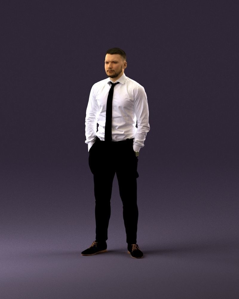 man in Suit pant white tshirt black tie 1067 3D Print Ready 3D print model_22