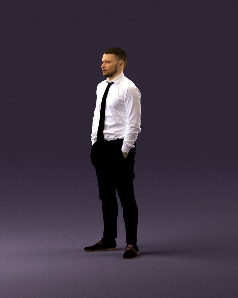 man in Suit pant white tshirt black tie 1067 3D Print Ready 3D print model_21
