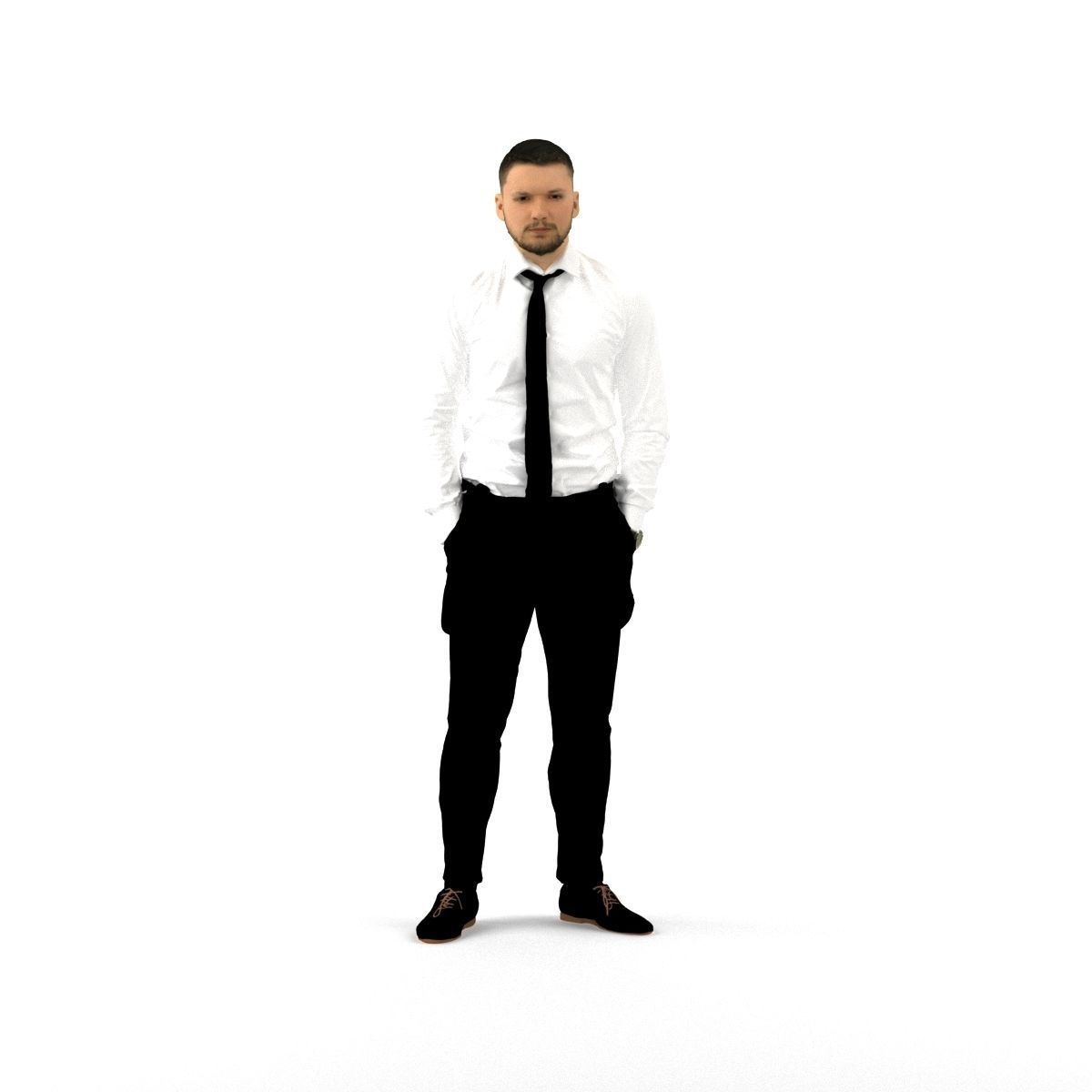 man in Suit pant white tshirt black tie 1067 3D Print Ready 3D print model_36