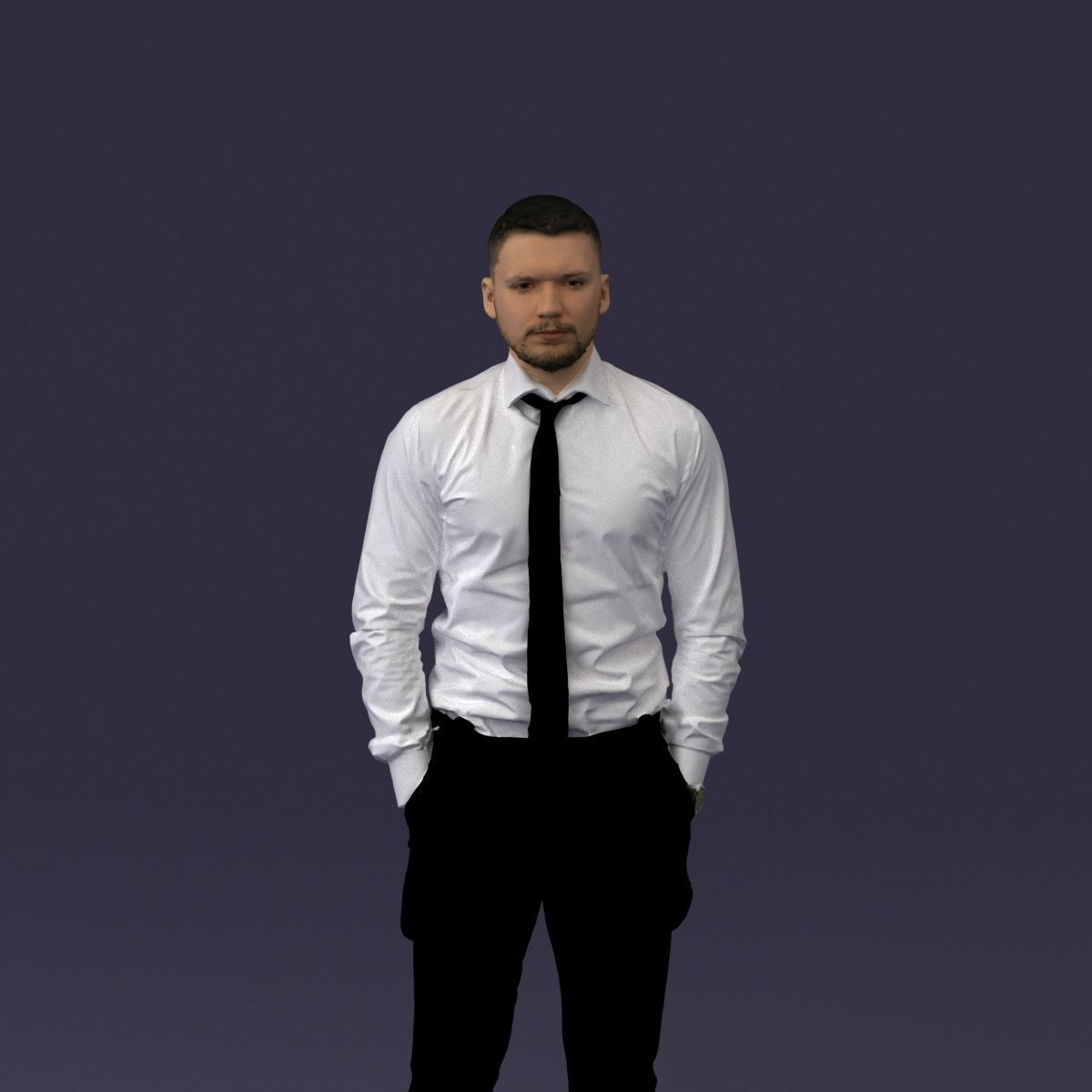 man in Suit pant white tshirt black tie 1067 3D Print Ready 3D print model_37