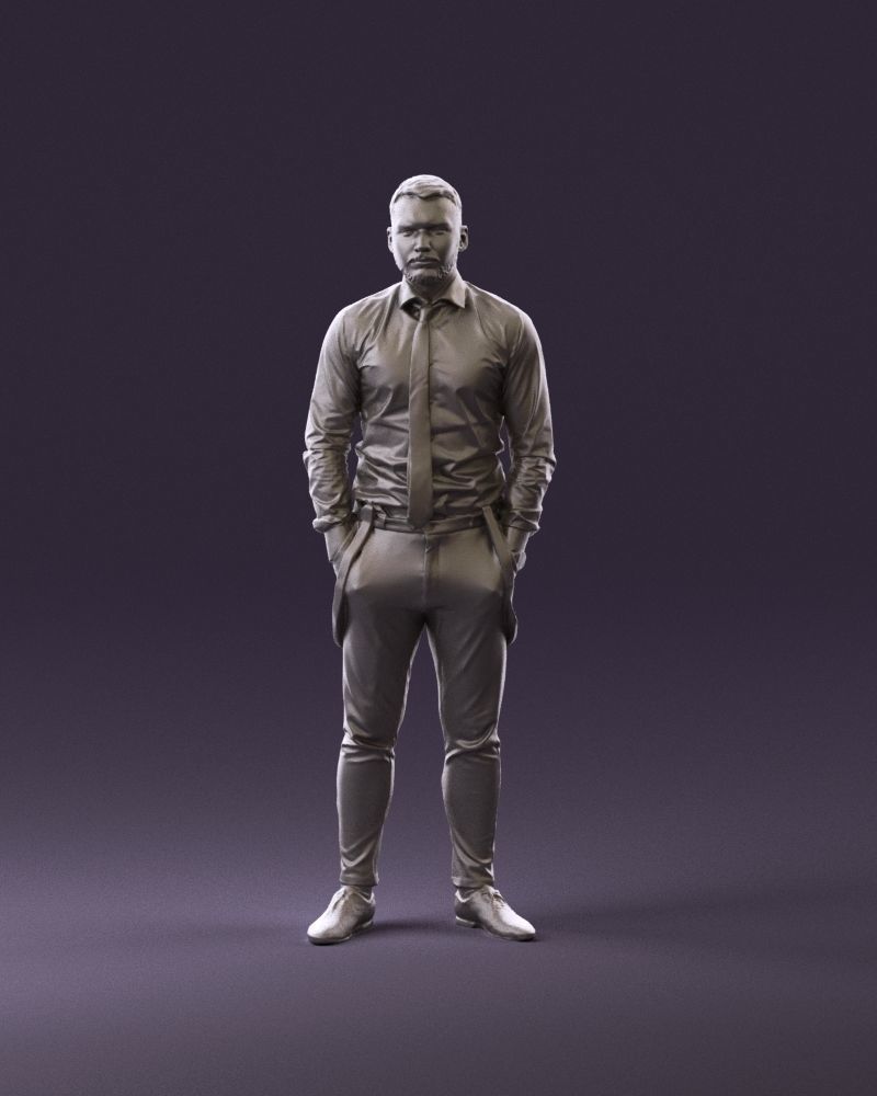 man in Suit pant white tshirt black tie 1067 3D Print Ready 3D print model_11