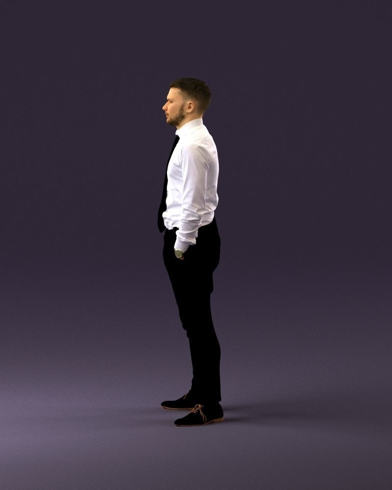 man in Suit pant white tshirt black tie 1067 3D Print Ready 3D print model_20