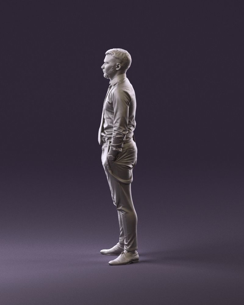 man in Suit pant white tshirt black tie 1067 3D Print Ready 3D print model_8