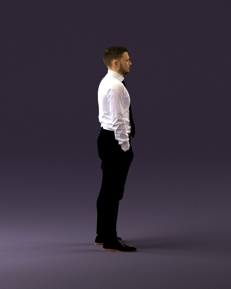 man in Suit pant white tshirt black tie 1067 3D Print Ready 3D print model_16