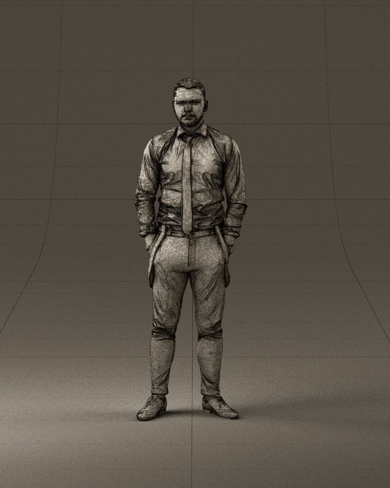 man in Suit pant white tshirt black tie 1067 3D Print Ready 3D print model_35