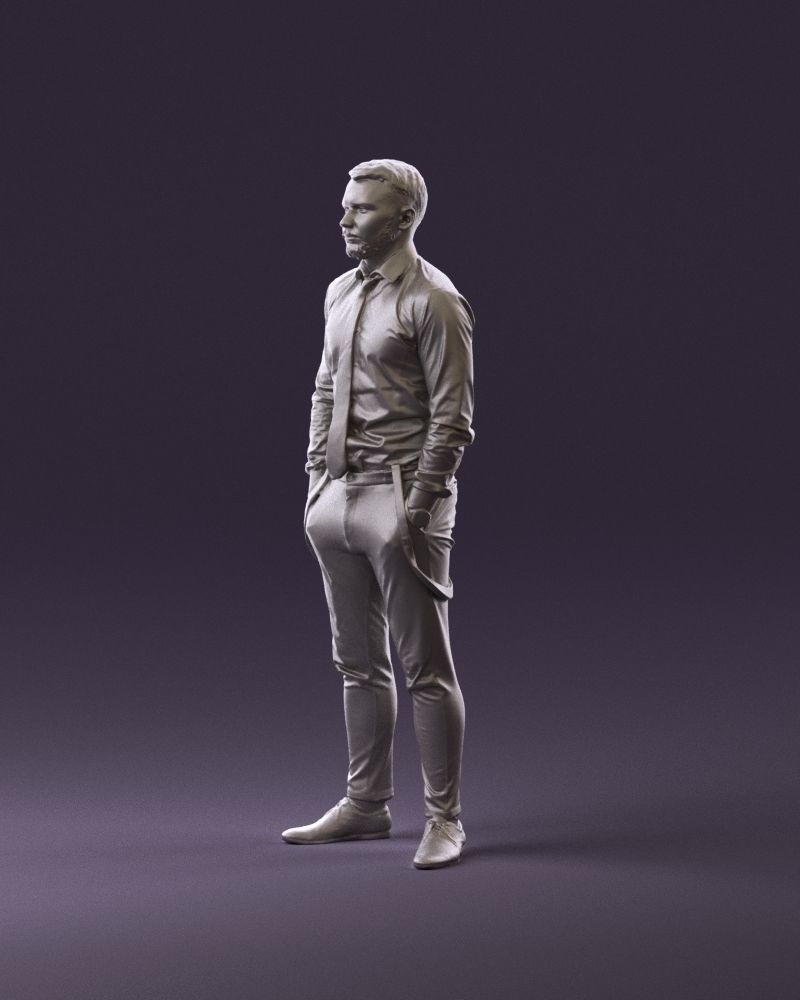 man in Suit pant white tshirt black tie 1067 3D Print Ready 3D print model_9