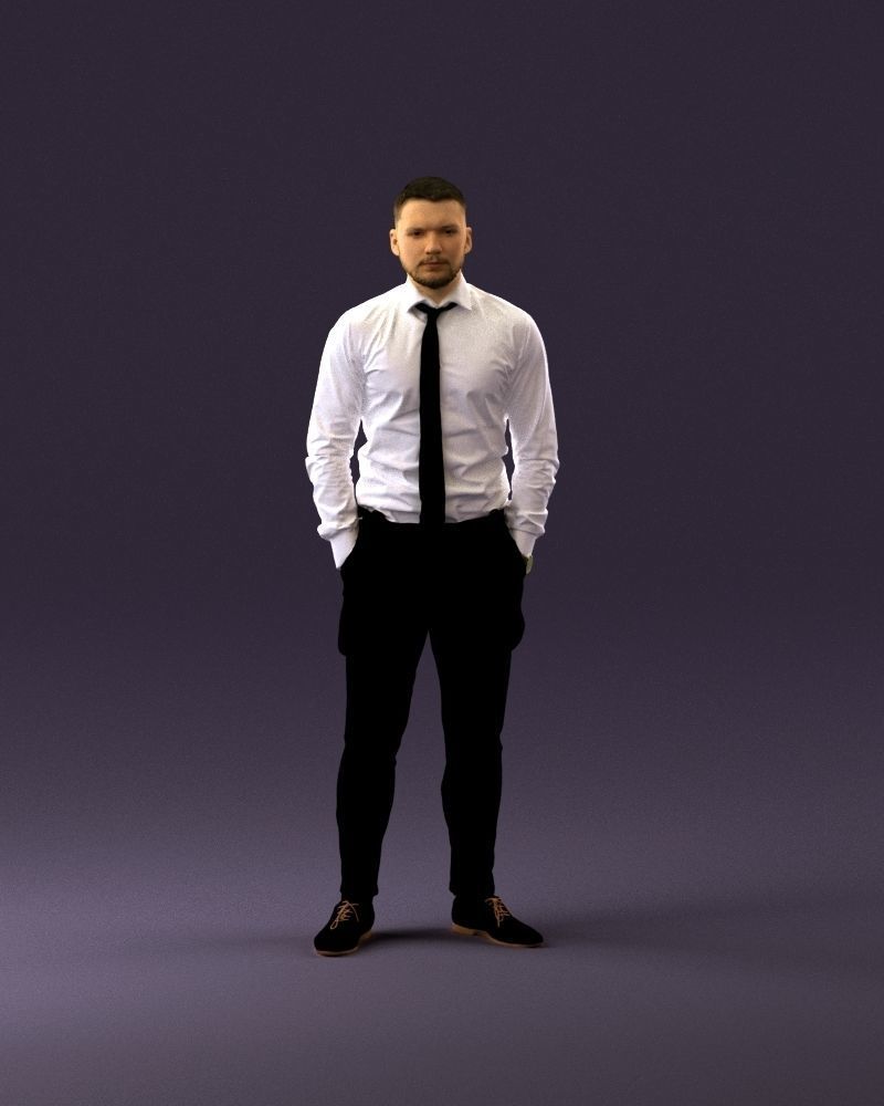 man in Suit pant white tshirt black tie 1067 3D Print Ready 3D print model_12