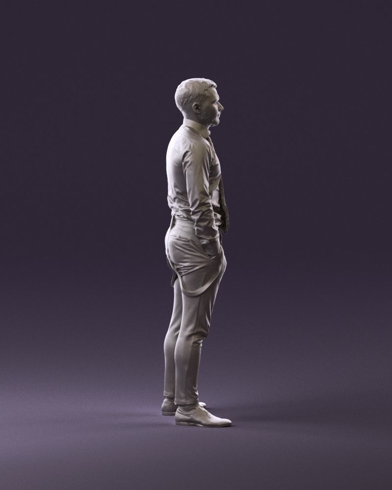 man in Suit pant white tshirt black tie 1067 3D Print Ready 3D print model_4