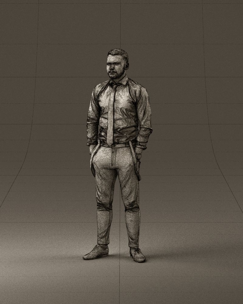 man in Suit pant white tshirt black tie 1067 3D Print Ready 3D print model_34