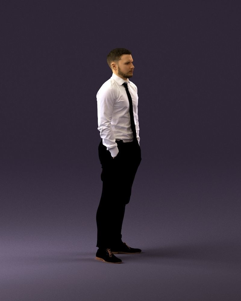 man in Suit pant white tshirt black tie 1067 3D Print Ready 3D print model_15