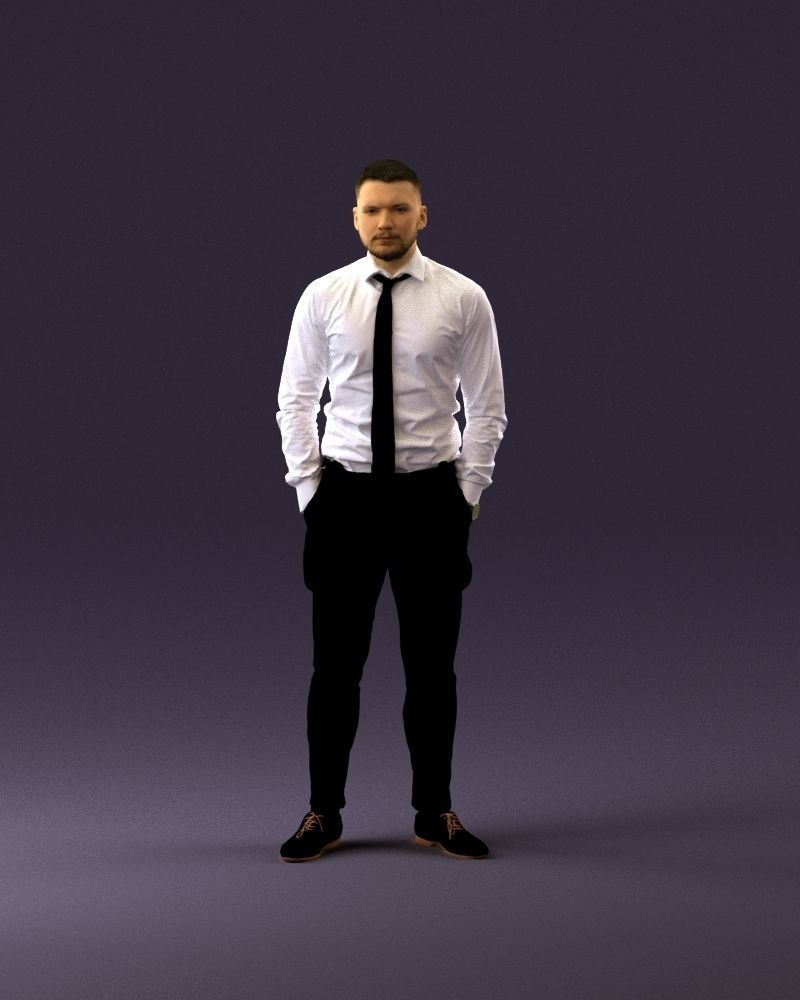 man in Suit pant white tshirt black tie 1067 3D Print Ready 3D print model_23