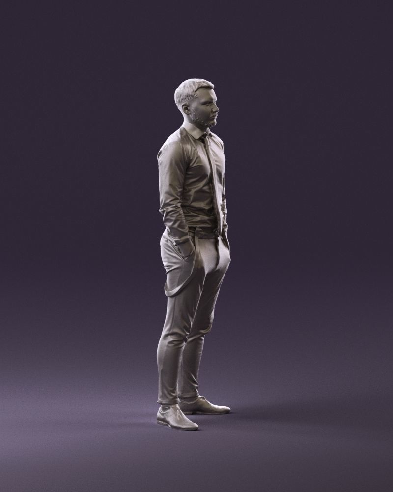 man in Suit pant white tshirt black tie 1067 3D Print Ready 3D print model_3