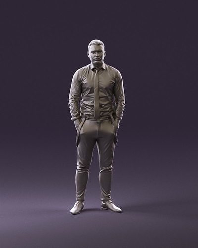 man in Suit pant white tshirt black tie 1067 3D Print Ready 3D print model