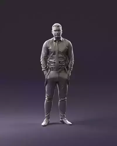 man in Suit pant white tshirt black tie 1067 3D Print Ready