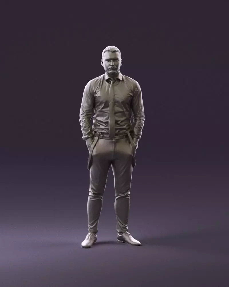 man in Suit pant white tshirt black tie 1067 3D Print Ready 3D print model_0