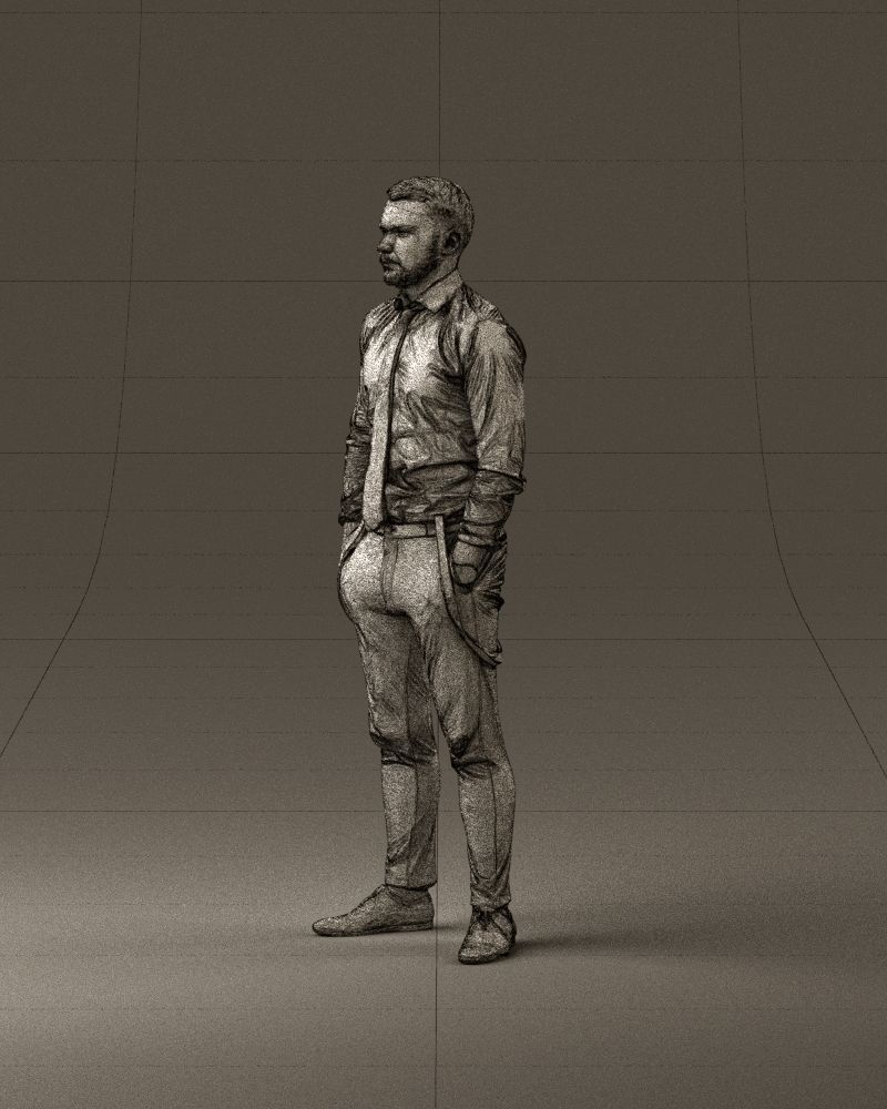 man in Suit pant white tshirt black tie 1067 3D Print Ready 3D print model_33