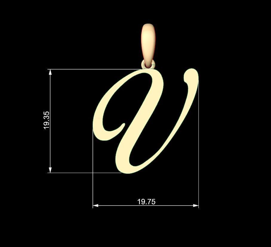 Initial Letters Pendant Birds of Paradise V 3D print model_4