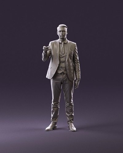 young man in darkblue suit hand in front 1071 3D Print Ready 3D print model