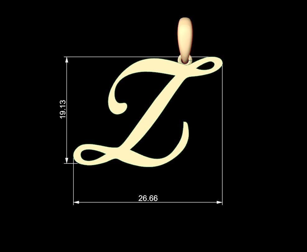 Initial Letters Pendant Birds of Paradise Z 3D print model_4