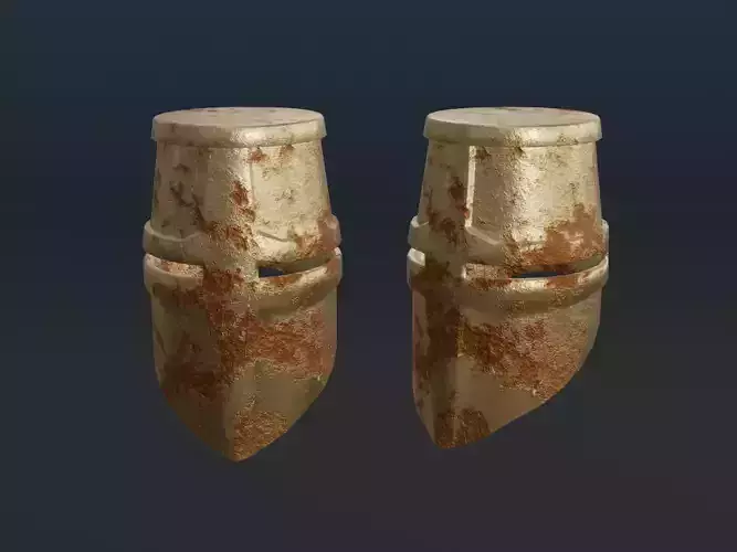 Rusted Medieval great helmet - medieval helmet