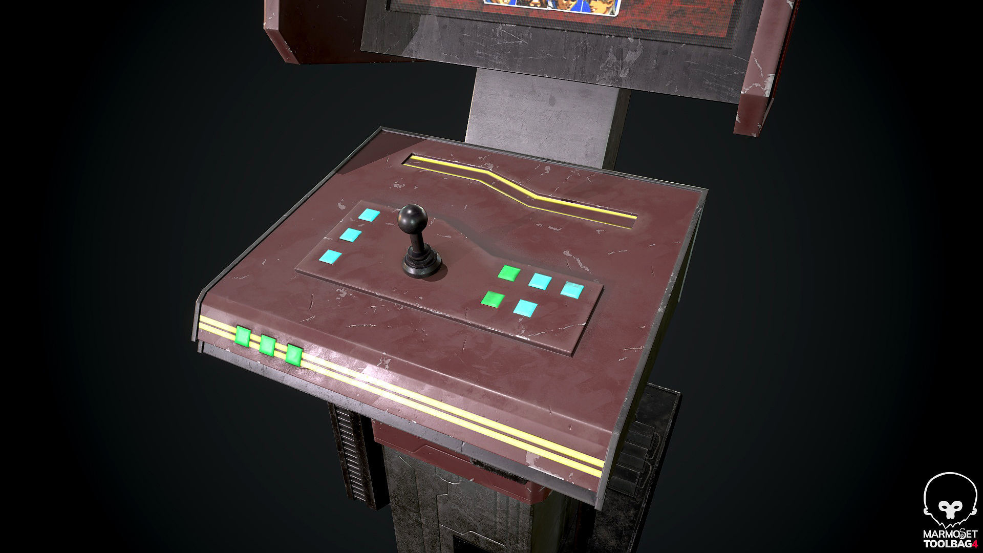 Arcade GAme Machine V2 Cyberpunk Optimized FOr games  Low-poly 3D model_7