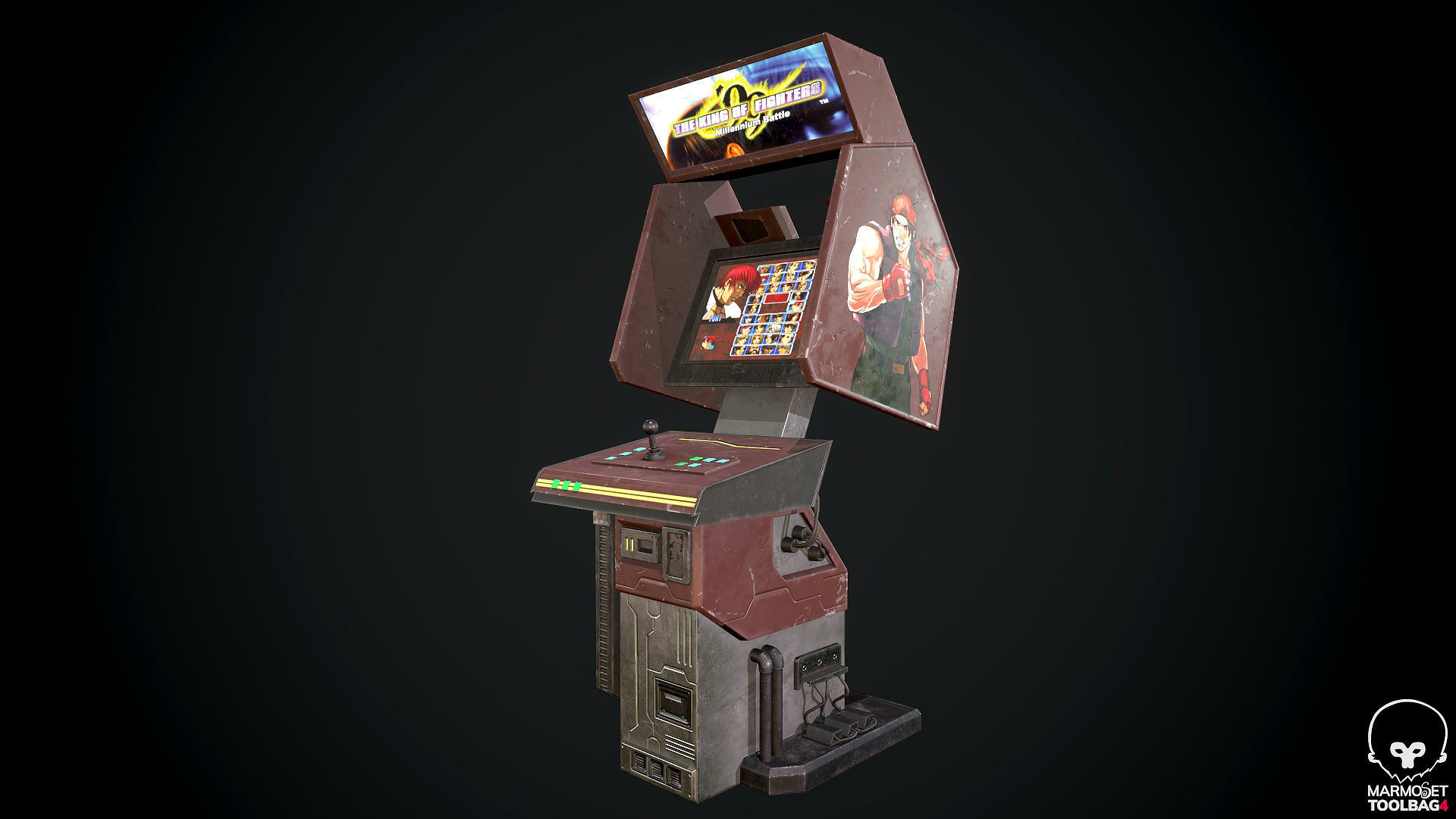 Arcade GAme Machine V2 Cyberpunk Optimized FOr games  Low-poly 3D model_4