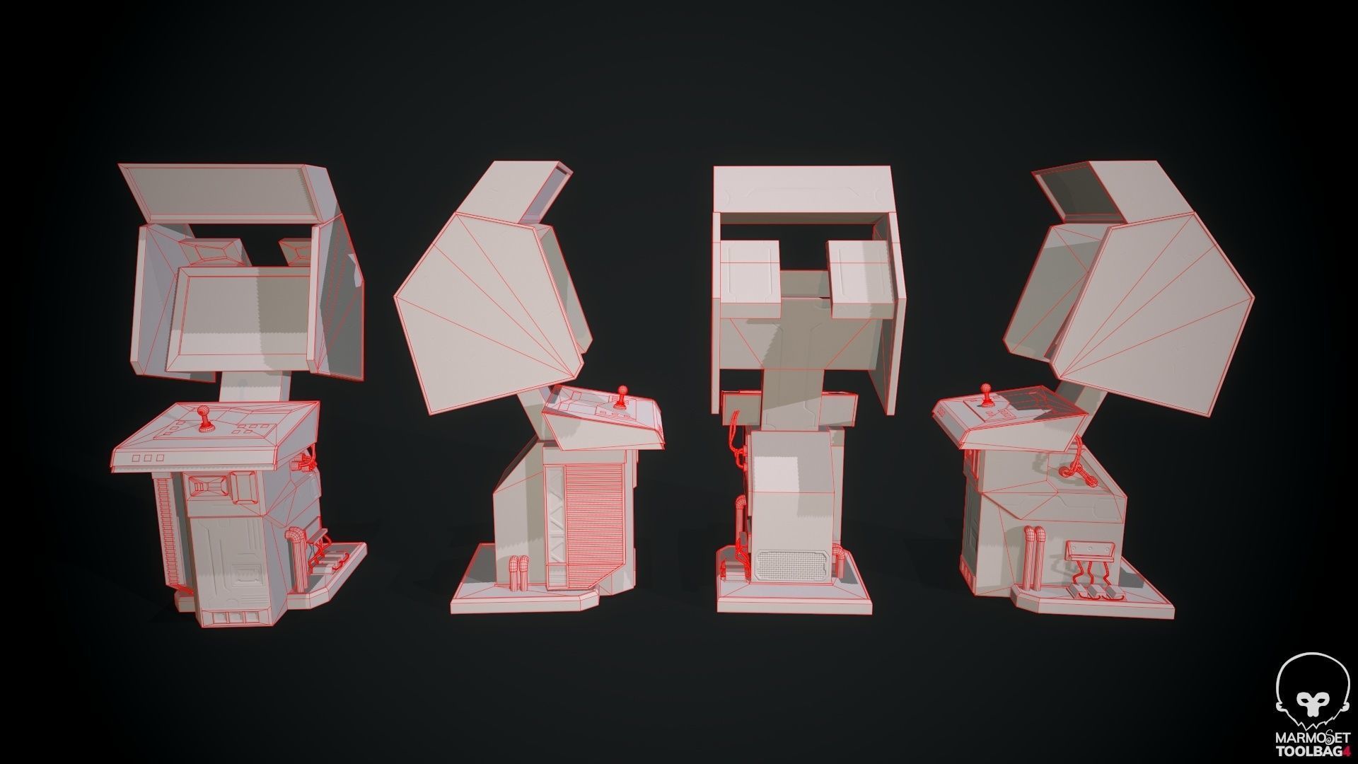 Arcade GAme Machine V2 Cyberpunk Optimized FOr games  Low-poly 3D model_12