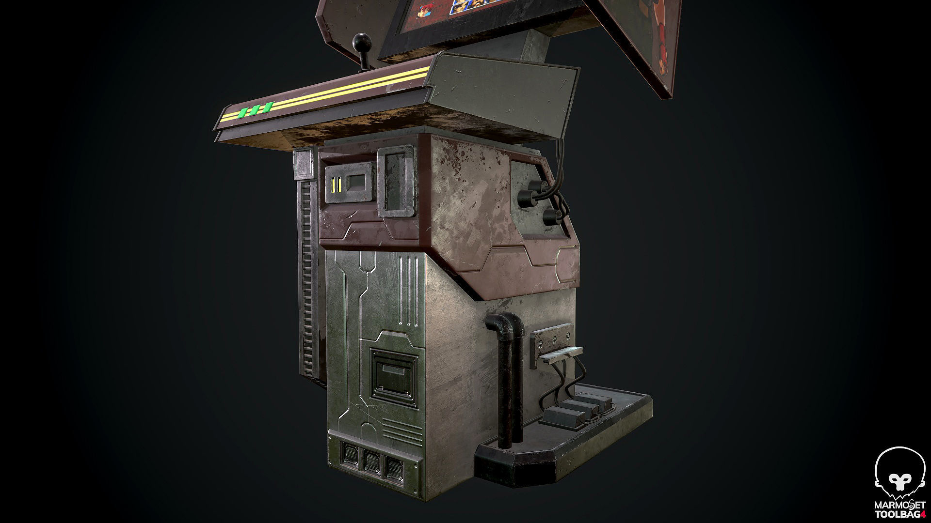 Arcade GAme Machine V2 Cyberpunk Optimized FOr games  Low-poly 3D model_9