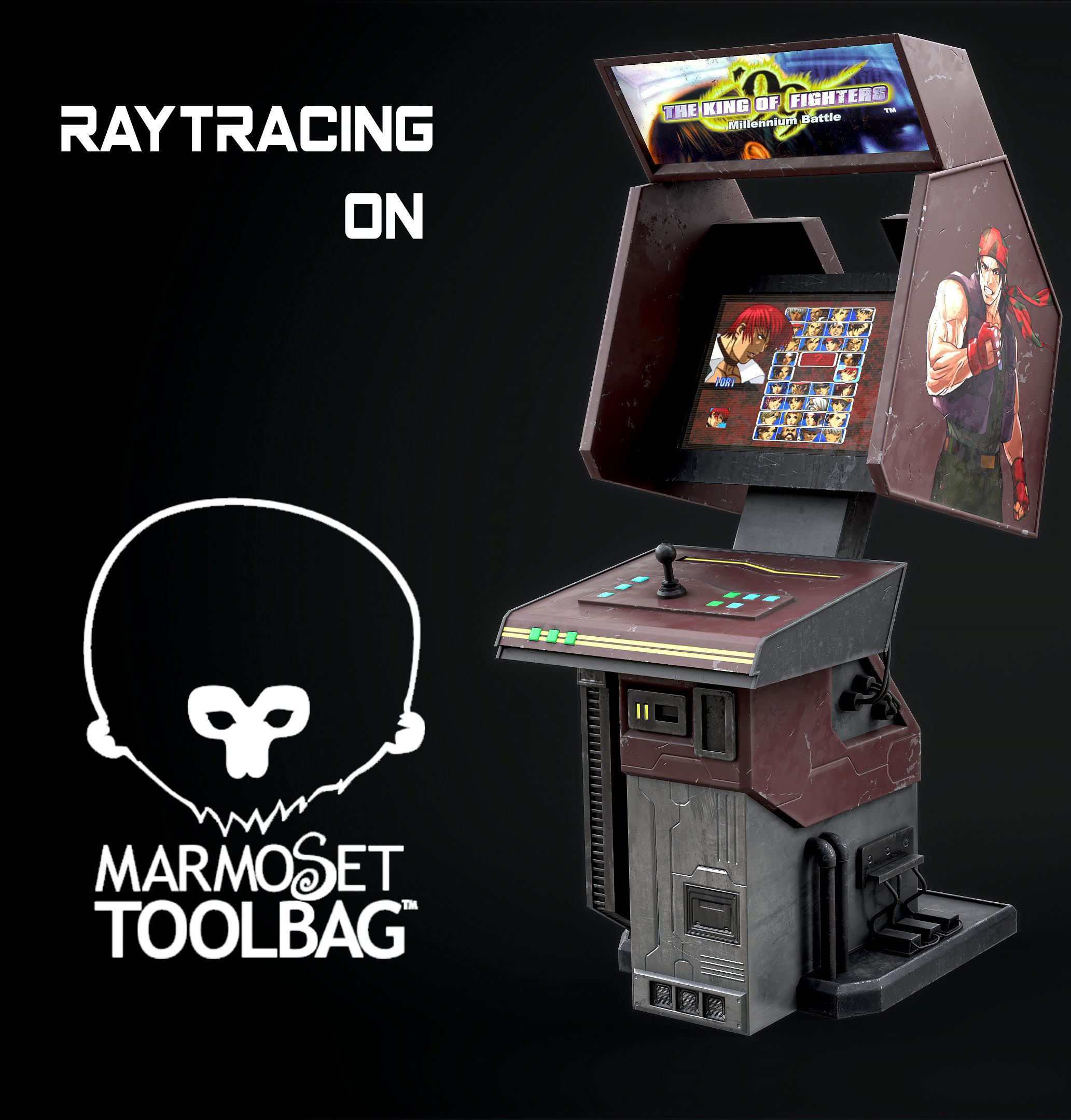 Arcade GAme Machine V2 Cyberpunk Optimized FOr games  Low-poly 3D model_2