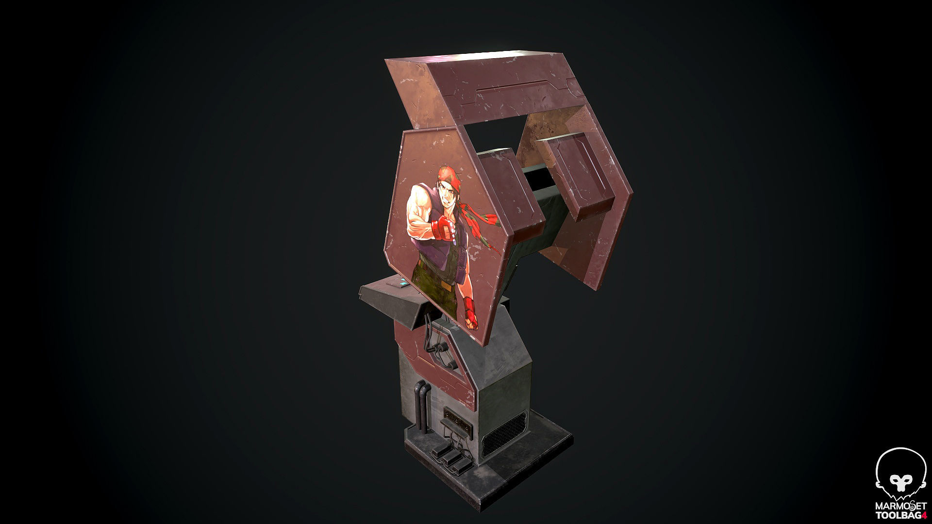 Arcade GAme Machine V2 Cyberpunk Optimized FOr games  Low-poly 3D model_6