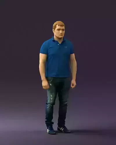 Man in blue polo jeans 0599