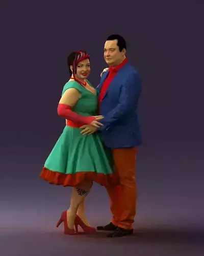 Man in suit hugs woman in green 0628 3D Print Ready