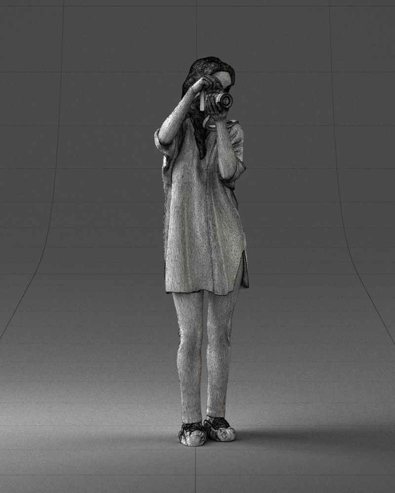 000143 Young Woman with a Camera 0629 3dp 3D print model_8