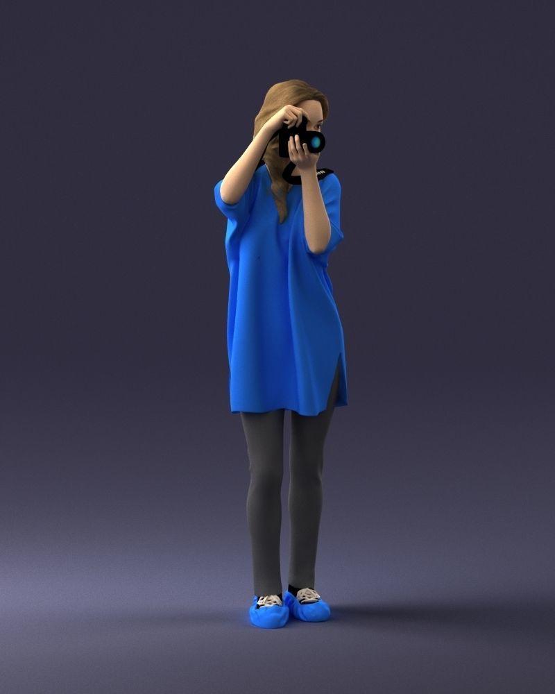 000143 Young Woman with a Camera 0629 3dp 3D print model_6